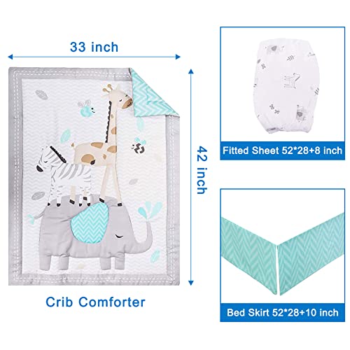 Gray Elephant Crib Bedding Set, Premium 3 Piece Safari Nursery Bedding, Boy Baby Room, 42x33 inch 2 Product: Wowelife Elephant Crib Bedding Set Gray, Premium 3-Piece Baby Bedding Set Elephant, Safari Newborn& Infant Nursery Bedding Set for Baby Boy, Gray