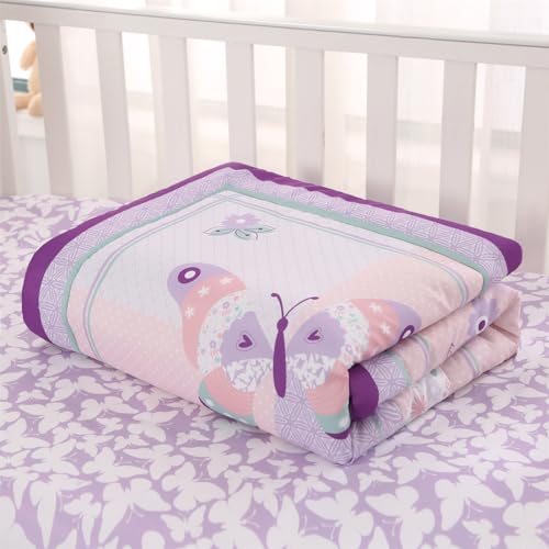 Product: Wowelife Girl Crib Bedding Set, Butterfly Baby Girl Nursery Bedding Set, Premium Purple Baby Bedding Set, Baby Girl Cot Bed Set Include Quilted Comforter, Crib Skirt and Crib Sheet, Purple