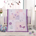Product: Wowelife Girl Crib Bedding Set, Butterfly Baby Girl Nursery Bedding Set, Premium Purple Baby Bedding Set, Baby Girl Cot Bed Set Include Quilted Comforter, Crib Skirt and Crib Sheet, Purple