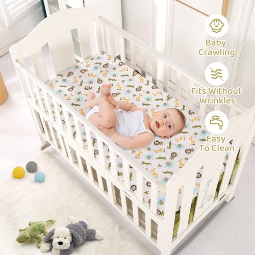 Safari Animals Mini Crib Bedding Set, Comforter Fitted Sheet Crib Skirt, Warm Brown Jungle Nursery 24x38in 2 Product: Wowelife Safari Crib Bedding Set, Mini Crib Bedding Set Boy. 3-Piece Mini Crib Comforter Set Nursery Bedding Sets for Boys Include Crib Comforter, Skirt and Sheet, Brown