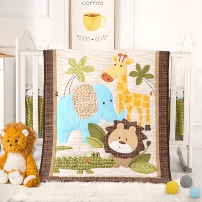 Product: Wowelife Safari Crib Bedding Set, Mini Crib Bedding Set Boy. 3-Piece Mini Crib Comforter Set Nursery Bedding Sets for Boys Include Crib Comforter, Skirt and Sheet, Brown