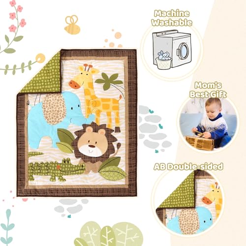 Safari Animals Mini Crib Bedding Set, Comforter Fitted Sheet Crib Skirt, Warm Brown Jungle Nursery 24x38in 6 Product: Wowelife Safari Crib Bedding Set, Mini Crib Bedding Set Boy. 3-Piece Mini Crib Comforter Set Nursery Bedding Sets for Boys Include Crib Comforter, Skirt and Sheet, Brown