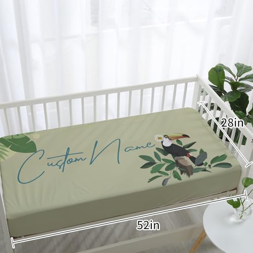 Personalized Toucan Crib Bedding Set, Custom Name Tropical Jungle Baby Nursery 5 Piece Set, Colorful Decor 32.5cm 5 Product: YISMEET Custom Crib Bedding Set – Personalized Name Tropical Toucan Baby Bedding 5-Piece Set with Soft Blanket, Fitted Sheet, Changing Pad Cover, Rug and Wall Art – Colorful Jungle Nursery Decor