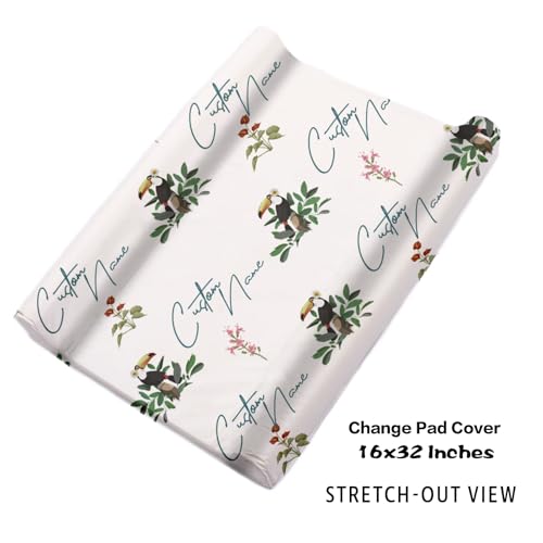 Personalized Toucan Crib Bedding Set, Custom Name Tropical Jungle Baby Nursery 5 Piece Set, Colorful Decor 32.5cm 3 Product: YISMEET Custom Crib Bedding Set – Personalized Name Tropical Toucan Baby Bedding 5-Piece Set with Soft Blanket, Fitted Sheet, Changing Pad Cover, Rug and Wall Art – Colorful Jungle Nursery Decor