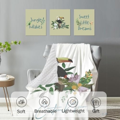 Personalized Toucan Crib Bedding Set, Custom Name Tropical Jungle Baby Nursery 5 Piece Set, Colorful Decor 32.5cm 9 Product: YISMEET Custom Crib Bedding Set – Personalized Name Tropical Toucan Baby Bedding 5-Piece Set with Soft Blanket, Fitted Sheet, Changing Pad Cover, Rug and Wall Art – Colorful Jungle Nursery Decor