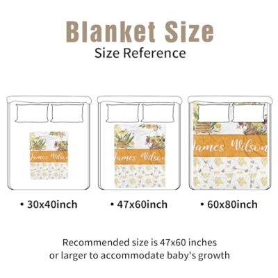 Product: YISMEET Personalized Baby Crib Bedding Set – 2-Piece Custom Name Blanket Fitted Sheet for Boys and Girls, Soft Double-Layer Minky Bedding for Nursery, Newborn, Yellow Bee Theme