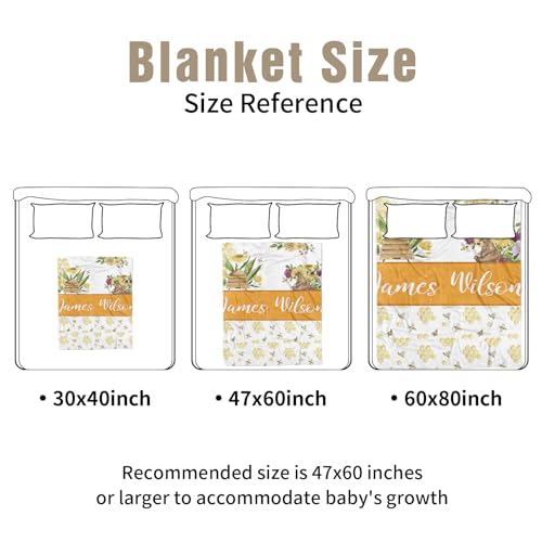 Product: YISMEET Personalized Baby Crib Bedding Set – 2-Piece Custom Name Blanket Fitted Sheet for Boys and Girls, Soft Double-Layer Minky Bedding for Nursery, Newborn, Yellow Bee Theme