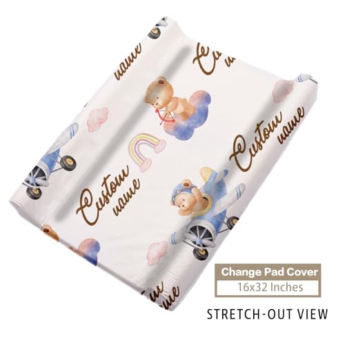 Personalized Baby Crib Bedding Set, Bear Glider Nursery Set, Custom Name 3 Piece Blanket Sheet Changing Pad Cover 32.5cm 3 Product: YISMEET Personalized Baby Crib Bedding Set – Custom Name 3-Piece Nursery Set with Bear Glider Pattern, Soft Blanket, Fitted Crib Sheet and Changing Pad Cover, for Boys Girls