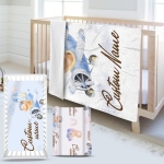 Product: YISMEET Personalized Baby Crib Bedding Set – Custom Name 3-Piece Nursery Set with Bear Glider Pattern, Soft Blanket, Fitted Crib Sheet and Changing Pad Cover, for Boys Girls