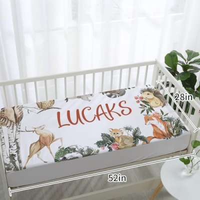Personalized Baby Crib Bedding Set with Name, Owl Theme Nursery Set, 3 Piece Baby Shower Gift 32.5cm 13 Product: YISMEET Personalized Baby Crib Bedding Set with Name – 3-Piece Owl Theme Custom Nursery Set for Boys Girls - Soft Custom Blanket, Fitted Crib Sheet & Rug, Unique Nursery Décor