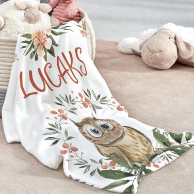Personalized Baby Crib Bedding Set with Name, Owl Theme Nursery Set, 3 Piece Baby Shower Gift 32.5cm 10 Product: YISMEET Personalized Baby Crib Bedding Set with Name – 3-Piece Owl Theme Custom Nursery Set for Boys Girls - Soft Custom Blanket, Fitted Crib Sheet & Rug, Unique Nursery Décor