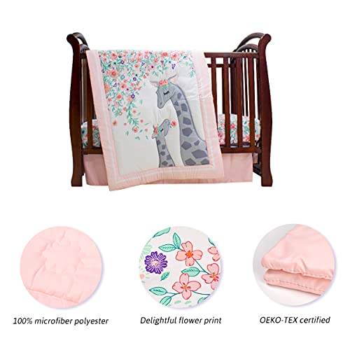 Baby Girl Crib Bedding Set, Pink Grey Mini Floral Princess Nursery, 3 Piece Standard Crib 52x28 4 Product: Yolent Baby Girl Crib Bedding Sets Crib Set for Girls Mini Floral Nursery Crib Bedding Sets 3 Piece Pink and Grey Princess Crib Bedding Set