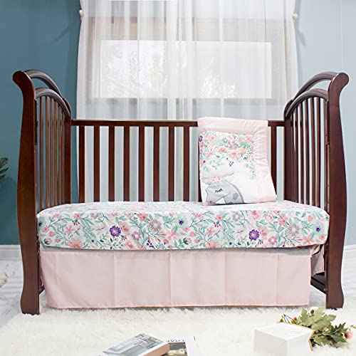 Baby Girl Crib Bedding Set, Pink Grey Mini Floral Princess Nursery, 3 Piece Standard Crib 52x28 3 Product: Yolent Baby Girl Crib Bedding Sets Crib Set for Girls Mini Floral Nursery Crib Bedding Sets 3 Piece Pink and Grey Princess Crib Bedding Set