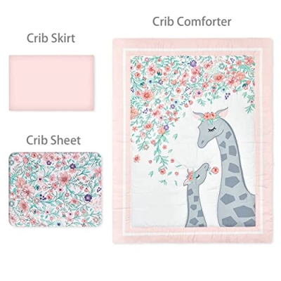 Baby Girl Crib Bedding Set, Pink Grey Mini Floral Princess Nursery, 3 Piece Standard Crib 52x28 8 Product: Yolent Baby Girl Crib Bedding Sets Crib Set for Girls Mini Floral Nursery Crib Bedding Sets 3 Piece Pink and Grey Princess Crib Bedding Set