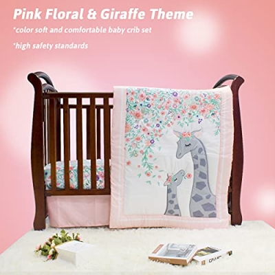 Baby Girl Crib Bedding Set, Pink Grey Mini Floral Princess Nursery, 3 Piece Standard Crib 52x28 12 Product: Yolent Baby Girl Crib Bedding Sets Crib Set for Girls Mini Floral Nursery Crib Bedding Sets 3 Piece Pink and Grey Princess Crib Bedding Set