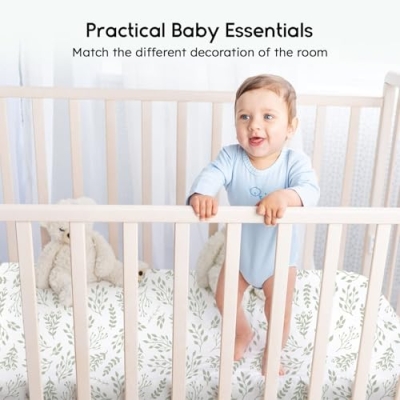 Green Leaf Crib Sheets, 2 Pack Soft Fitted Baby Sheets, Standard Crib Toddler Mattress, Microfiber, 28 x 52 x 8 inches 12 Product: Yoofoss Baby Crib Sheets for Boys Girls, Fitted Crib Sheet 2 Pack for Standard Crib and Toddler Mattress, Super Soft Microfiber Baby Sheet 28x52x8in(Green+Leaf)