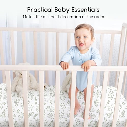 Green Leaf Crib Sheets, 2 Pack Soft Fitted Baby Sheets, Standard Crib Toddler Mattress, Microfiber, 28 x 52 x 8 inches 5 Product: Yoofoss Baby Crib Sheets for Boys Girls, Fitted Crib Sheet 2 Pack for Standard Crib and Toddler Mattress, Super Soft Microfiber Baby Sheet 28x52x8in(Green+Leaf)