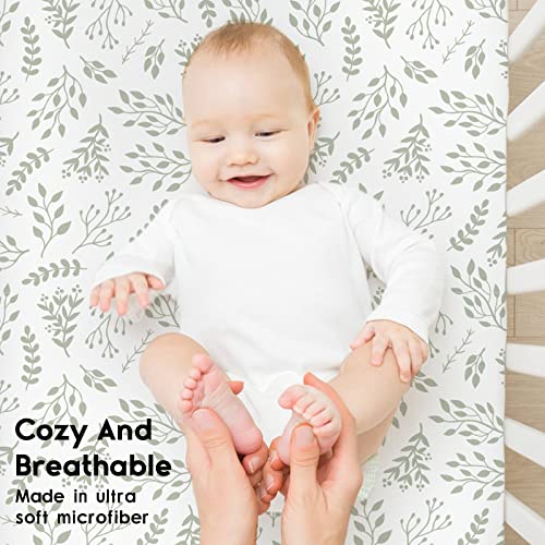 Green Leaf Crib Sheets, 2 Pack Soft Fitted Baby Sheets, Standard Crib Toddler Mattress, Microfiber, 28 x 52 x 8 inches 3 Product: Yoofoss Baby Crib Sheets for Boys Girls, Fitted Crib Sheet 2 Pack for Standard Crib and Toddler Mattress, Super Soft Microfiber Baby Sheet 28x52x8in(Green+Leaf)