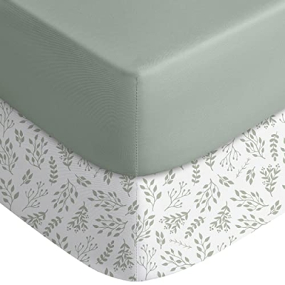 Product: Yoofoss Baby Crib Sheets for Boys Girls, Fitted Crib Sheet 2 Pack for Standard Crib and Toddler Mattress, Super Soft Microfiber Baby Sheet 28x52x8in(Green+Leaf)