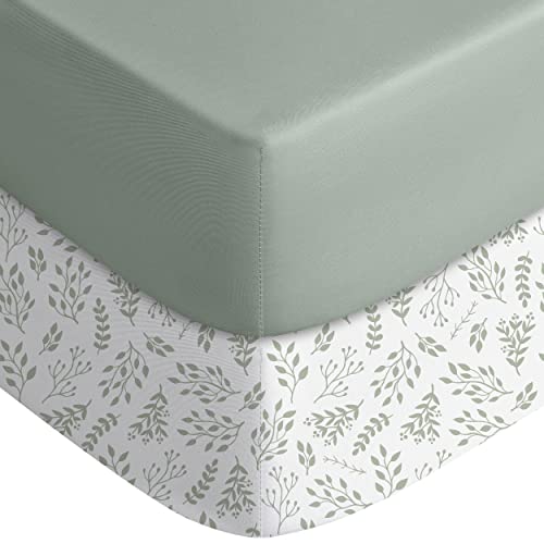 Yoofoss Baby Crib Sheets for Boys Girls, Fitted Crib Sheet 2 Pack for Standard Crib and Toddler Mattress, Super Soft Microfiber Baby Sheet 28x52x8in(Green+Leaf) - Crib Bedding Sets Product: Yoofoss Baby Crib Sheets for Boys Girls, Fitted Crib Sheet 2 Pack for Standard Crib and Toddler Mattress, Super Soft Microfiber Baby Sheet 28x52x8in(Green+Leaf)