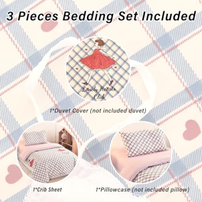 Girls Red Heart Princess Crib Bedding Set, 3 Piece Cotton Nursery Bedding, Fitted Sheet Quilt Pillowcase, 52x28x8in 12 Product: ZZRSSSLC 3 Pieces Cute Girls and Red Heart Printed Pattern Crib Bedding Set, Soft Cotton Duvet Bedding Sets Includes Fitted Sheet, Quilted Cover and Pillowcase