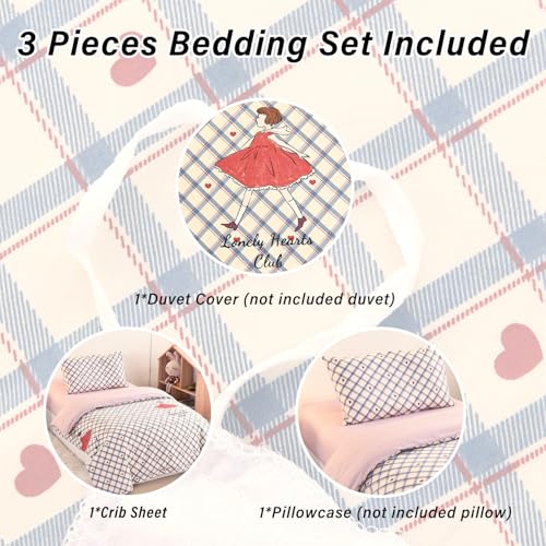 Girls Red Heart Princess Crib Bedding Set, 3 Piece Cotton Nursery Bedding, Fitted Sheet Quilt Pillowcase, 52x28x8in 4 Product: ZZRSSSLC 3 Pieces Cute Girls and Red Heart Printed Pattern Crib Bedding Set, Soft Cotton Duvet Bedding Sets Includes Fitted Sheet, Quilted Cover and Pillowcase