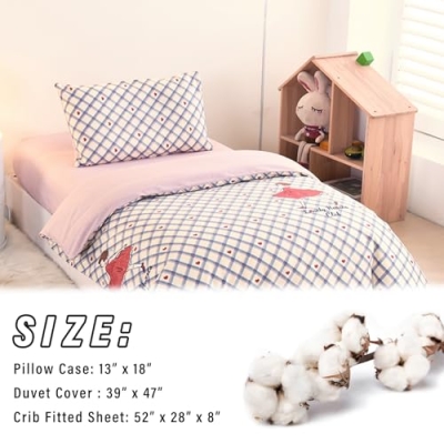 Girls Red Heart Princess Crib Bedding Set, 3 Piece Cotton Nursery Bedding, Fitted Sheet Quilt Pillowcase, 52x28x8in 9 Product: ZZRSSSLC 3 Pieces Cute Girls and Red Heart Printed Pattern Crib Bedding Set, Soft Cotton Duvet Bedding Sets Includes Fitted Sheet, Quilted Cover and Pillowcase