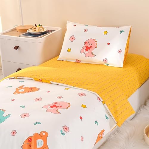 Dinosaur Crib Bedding Set, 100% Cotton Nursery Bedding, Fitted Sheet Duvet Cover Pillowcase, Standard Mini Size Bed 52x28x8in 4 Product: ZZRSSSLC Dinosaur Crib Bedding Set for Baby Boys or Girls, 3 Pieces Cute Animal Pattern Nursery Bed Set Decor with Fitted Sheet, Duvet Cover, Pillowcase,100% Cotton