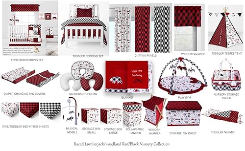 Bacati Lumberjack Crib Bedding Set, Red Black Gray Rustic Nursery, 3 Piece Cotton Percale 20.5cm 7 Product: Bacati - Lumberjack Red Black Gray 3 Piece Crib Bedding Set