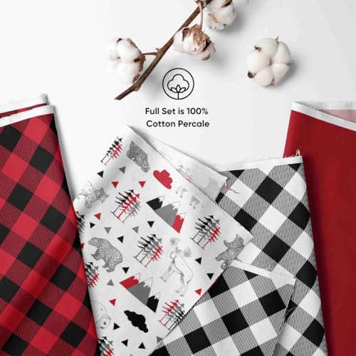 Bacati Lumberjack Crib Bedding Set, Red Black Gray Rustic Nursery, 3 Piece Cotton Percale 20.5cm 5 Product: Bacati - Lumberjack Red Black Gray 3 Piece Crib Bedding Set