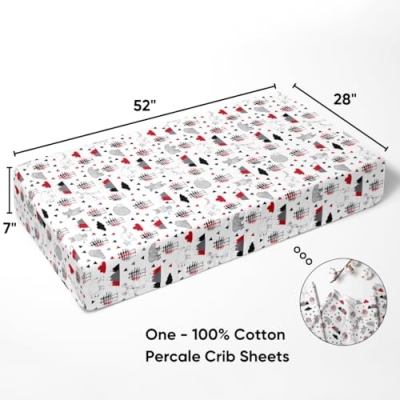 Bacati Lumberjack Crib Bedding Set, Red Black Gray Rustic Nursery, 3 Piece Cotton Percale 20.5cm 12 Product: Bacati - Lumberjack Red Black Gray 3 Piece Crib Bedding Set