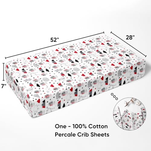 Bacati Lumberjack Crib Bedding Set, Red Black Gray Rustic Nursery, 3 Piece Cotton Percale 20.5cm 3 Product: Bacati - Lumberjack Red Black Gray 3 Piece Crib Bedding Set