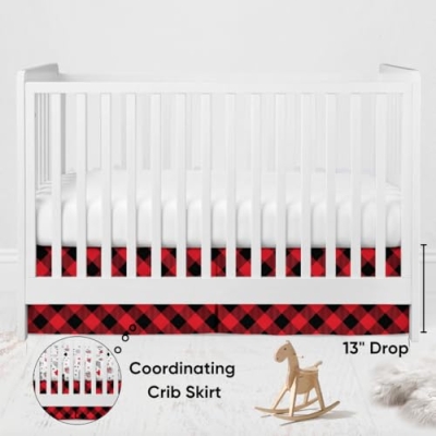 Bacati Lumberjack Crib Bedding Set, Red Black Gray Rustic Nursery, 3 Piece Cotton Percale 20.5cm 13 Product: Bacati - Lumberjack Red Black Gray 3 Piece Crib Bedding Set