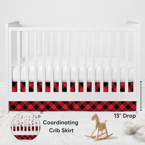 Bacati Lumberjack Crib Bedding Set, Red Black Gray Rustic Nursery, 3 Piece Cotton Percale 20.5cm 4 Product: Bacati - Lumberjack Red Black Gray 3 Piece Crib Bedding Set