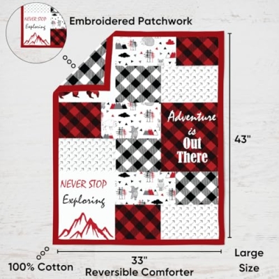 Bacati Lumberjack Crib Bedding Set, Red Black Gray Rustic Nursery, 3 Piece Cotton Percale 20.5cm 11 Product: Bacati - Lumberjack Red Black Gray 3 Piece Crib Bedding Set
