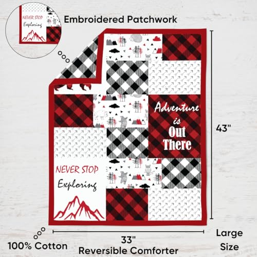 Bacati Lumberjack Crib Bedding Set, Red Black Gray Rustic Nursery, 3 Piece Cotton Percale 20.5cm 2 Product: Bacati - Lumberjack Red Black Gray 3 Piece Crib Bedding Set