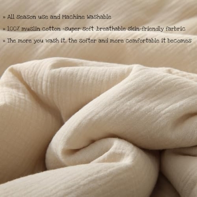 Muslin Cotton Crib Bedding Set, Ruffled 3 Piece Baby Comforter Set, Fitted Sheet, Pillowcase, Beige 34x43in 28x52in 13x18in 12 Product: CLoucl Muslin Cotton 3-Piece Crib Bedding Set for Girls Boys,Ultra Breathable Soft Crib Comforter Set with Cute Ruffled Down Alternative Crib Comforter, Fitted Sheet, Pillowcase, All Season (Beige)