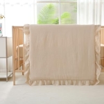 Product: CLoucl Muslin Cotton 3-Piece Crib Bedding Set for Girls Boys,Ultra Breathable Soft Crib Comforter Set with Cute Ruffled Down Alternative Crib Comforter, Fitted Sheet, Pillowcase, All Season (Beige)