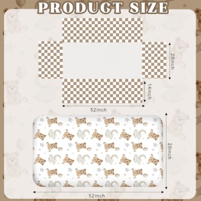 Product: Hahafelt 3 Pcs Baby Crib Bedding Set Safari Animals Dinosaurs Teddy Bear Woodland Animals Jungle Crib Set Includes Quilt, Fitted Sheet, Skirt for Baby Boy Girl(Brown,Teddy Bear)