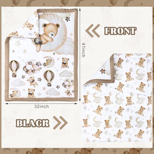 Product: Hahafelt 3 Pcs Baby Crib Bedding Set Safari Animals Dinosaurs Teddy Bear Woodland Animals Jungle Crib Set Includes Quilt, Fitted Sheet, Skirt for Baby Boy Girl(Brown,Teddy Bear)