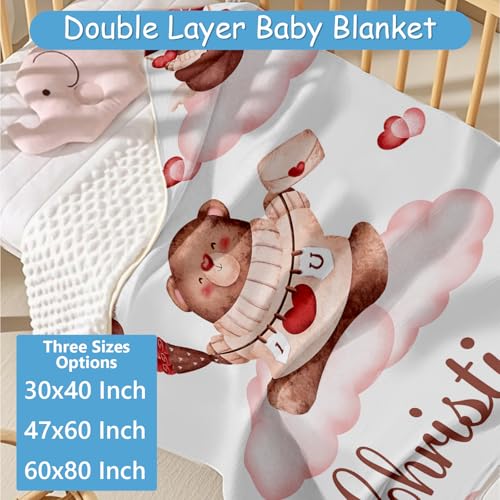 Product: Hatchaa Personalized Baby Crib Bedding Set, 5 Pcs Custom Name Bedding Set for Girls Boys, Red Bear Baby Crib Set, Double Layer Nursery Bedding Set for Infants Toddlers Newborn Customized Gifts