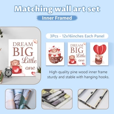 Personalized Red Bear Baby Crib Bedding Set, KAINSY 5 Piece Custom Nursery Set, 32.5cm 14 Product: KAINSY Custom Crib Bedding Set, 5 Pcs Personalized Name Red Bear Theme Baby Crib Set for Infants Toddlers, Double Layer Nursery Bedding Set for Baby Boys Girls, New Parents Customized Birthday Gifts