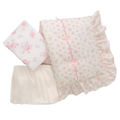 Product: Lambs & Ivy Coquette Floral Pink Bows Aesthetic 3-Piece Baby Crib Bedding Set