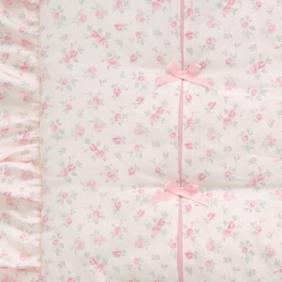 Product: Lambs & Ivy Coquette Floral Pink Bows Aesthetic 3-Piece Baby Crib Bedding Set