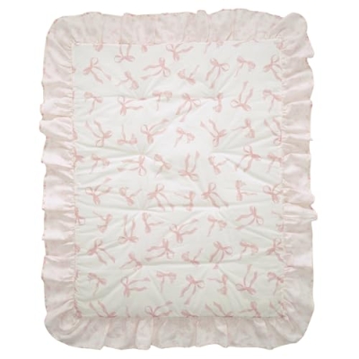 Product: Lambs & Ivy Coquette Floral Pink Bows Aesthetic 3-Piece Baby Crib Bedding Set