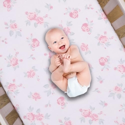 Product: Lambs & Ivy Coquette Floral Pink Bows Aesthetic 3-Piece Baby Crib Bedding Set