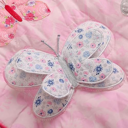 Product: mitoobaby Pink Butterfly 3D Embroidered Crib Bedding Set, Ruffled Edge Cotton Blend Nursery Bedding for Baby Girls, Fits Standard Crib Mattress