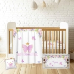 Product: Munific Custom Baby Crib Bedding Sets, 3 Butterfly Floral Piece Personalized Name Baby Bedding Set, Soft Blanket, Fitted Sheet, Pillowcase for Infant Newborn Nursery Bedding Gift for Girls