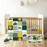 Product: Munific Personalized Baby Crib Bedding Set – 3 Piece Green Tractor Nursery Set with Custom Name, Soft Blanket, Fitted Crib Sheet & Pillowcase for Newborn, Infant Boys Girls Gift