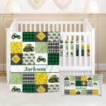Product: Munific Personalized Green Tractor Baby Crib Bedding Set – Custom 2-Piece Nursery Set for Boys with Name, Flannel Blanket & Fitted Crib Sheet for Newborn, Infant, Toddler